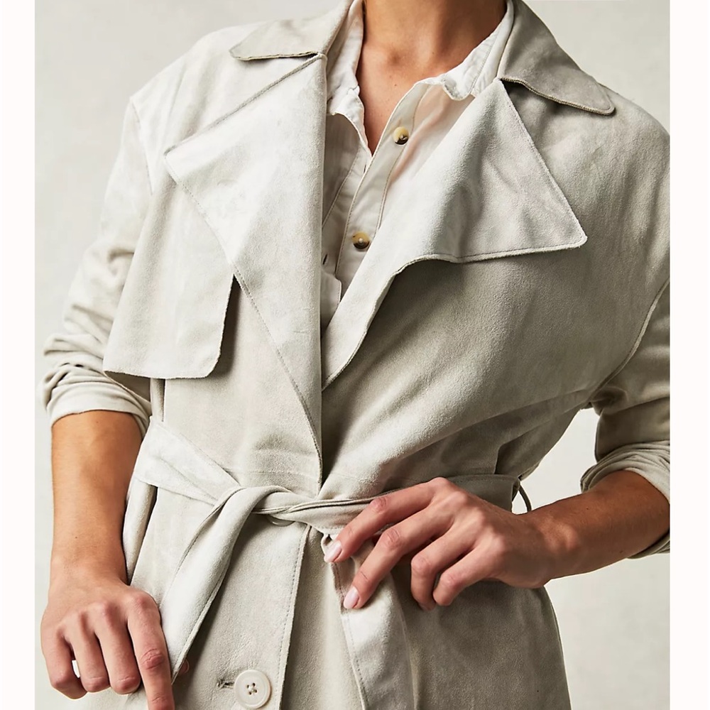 Blank NYC Free people Vegan Suede Trench Coat - Picture 4 of 16